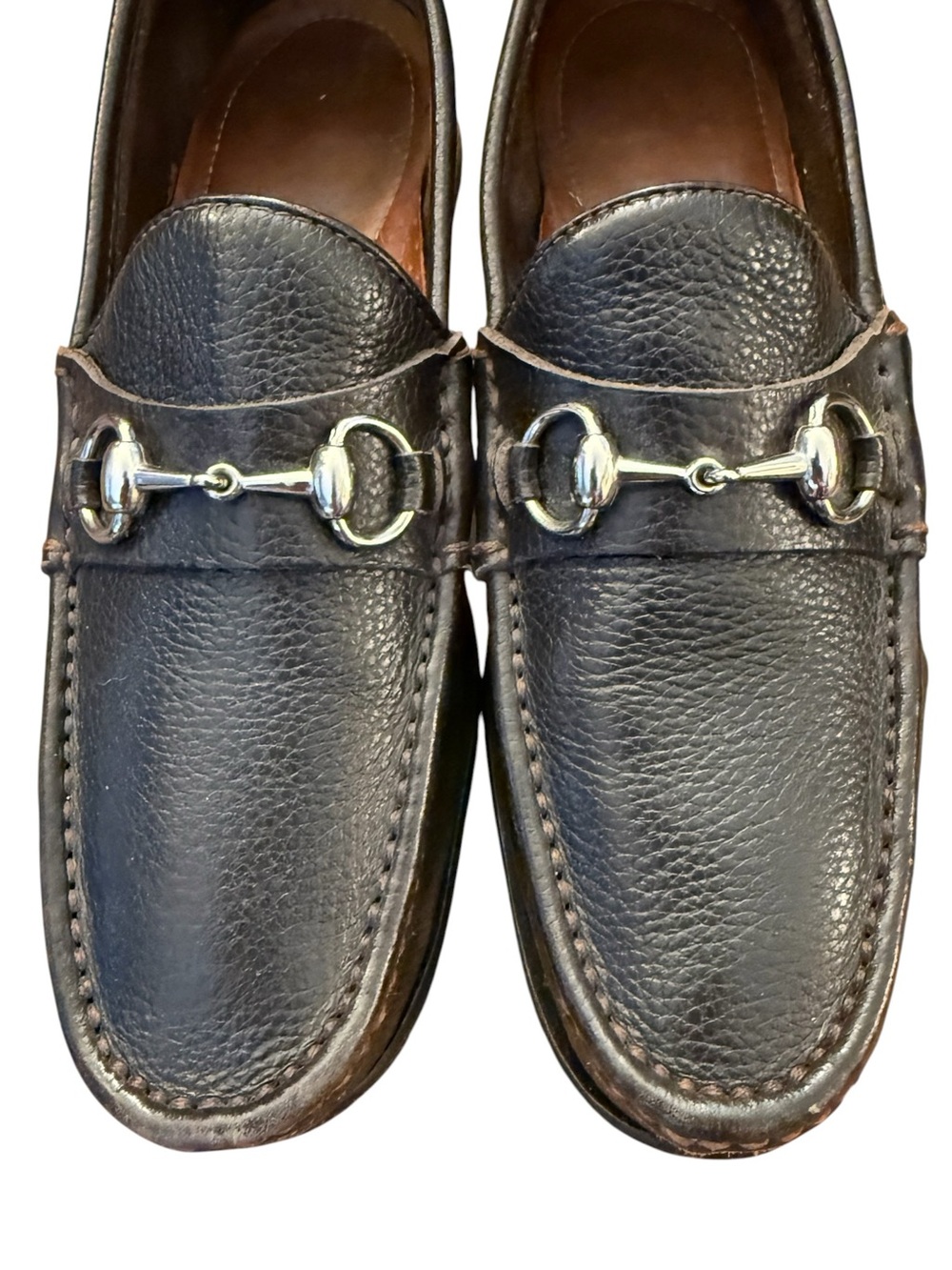 Martin Dingman Dark Brown Pebbled Leather Horse Bit Loafers 9M Brazil 52015M - Picture 6 of 15